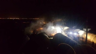 Mardin'in Nusaybin İlçesinde Özel Harekat Polisleri ve Askerlerin Kaldığı Çadır Kentte Yangın Çıktı